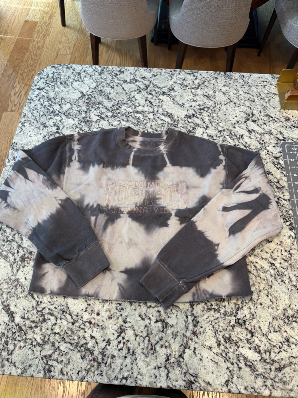 Tie-Dye Cropped YogaSix Sweatshirt with Embroidered Logo